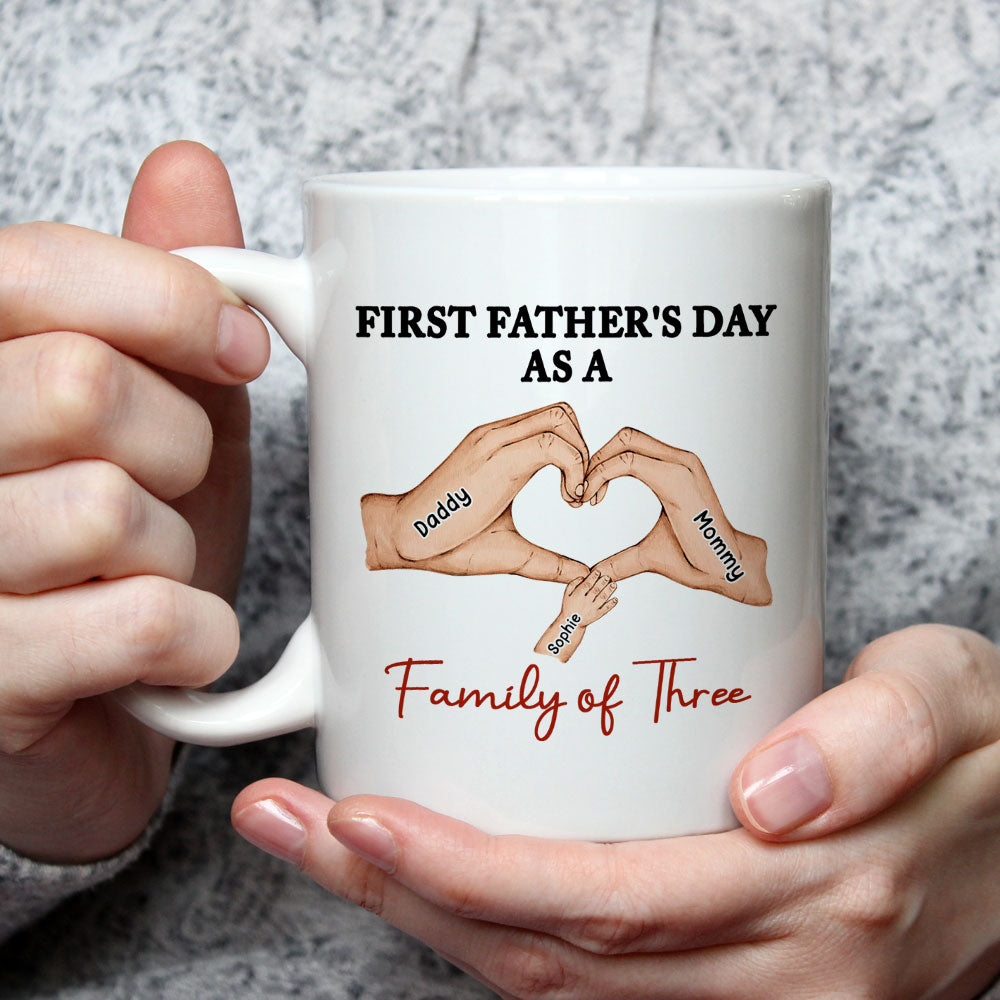 Custom First Father's Day, Christmas Gift for New Dad • Family Of Three - Personalized Coffee Mug