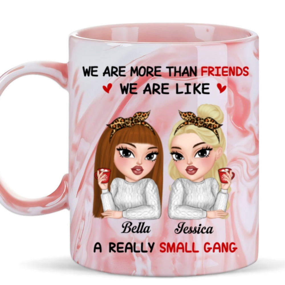 Custom Best Friend, Christmas & Birthday Friendship Keepsake Gift • We Make Trouble Look Good - Personalized Pink Marble Mug