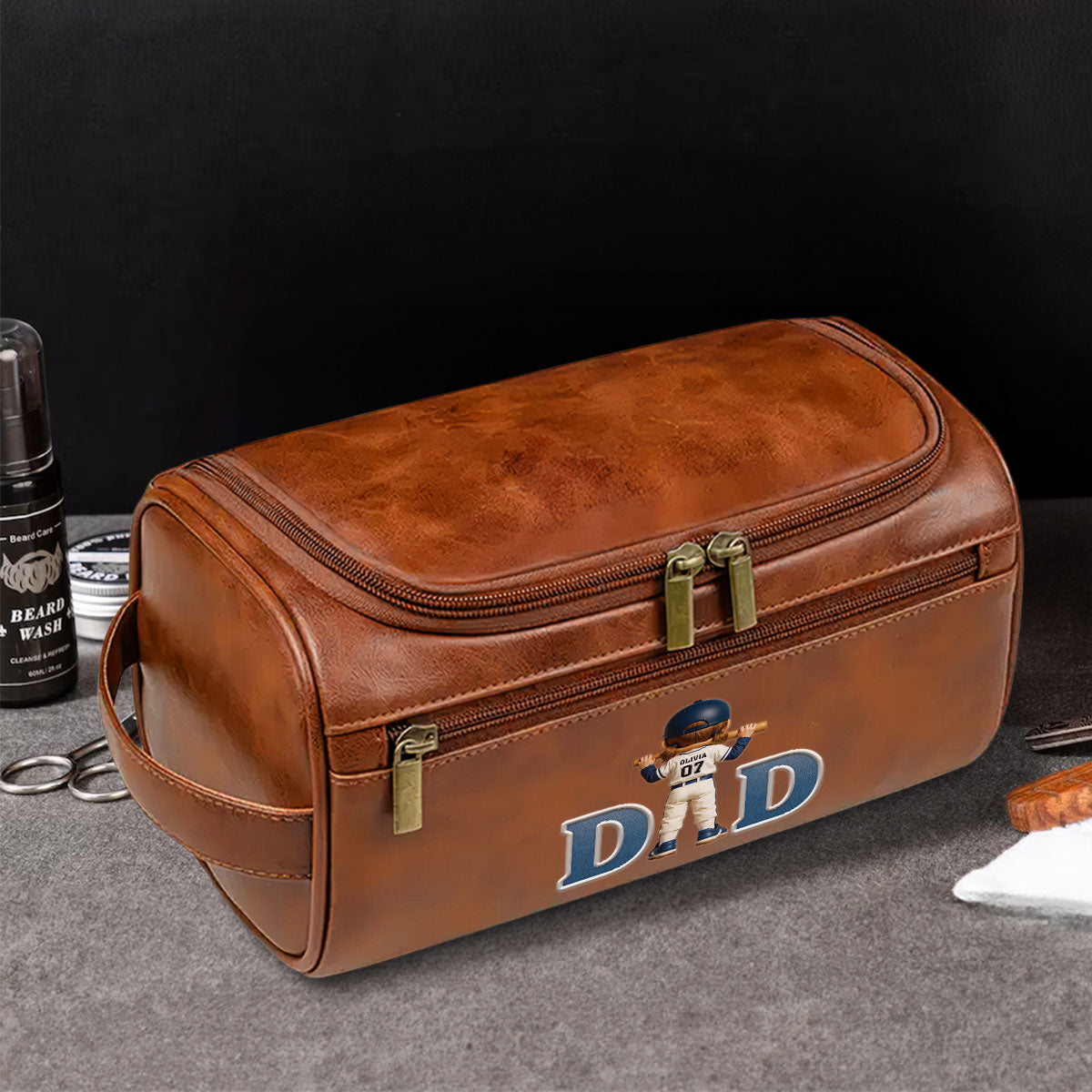 Best Dad - Personalized Leather Toiletry Bag