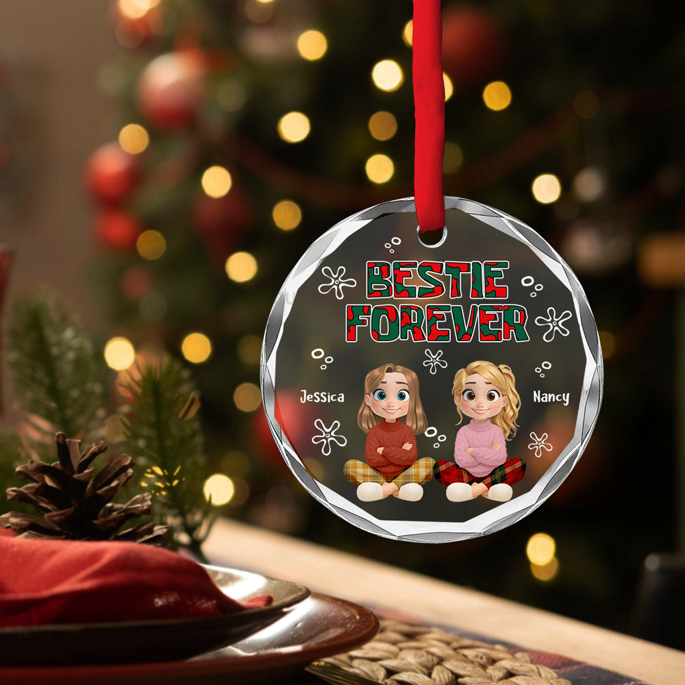 Custom Friendship Christmas Ornament, Best Friend Gift •  My Best Girl - Personalized Glass Ornament