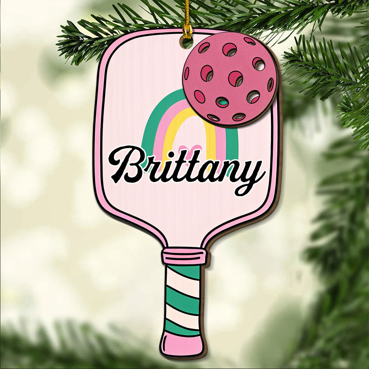 Custom Keepsake Christmas Ornament •  All I Want For Christmas Is Pickleball - Personalized Freeshape 2-Layered Wood Ornament