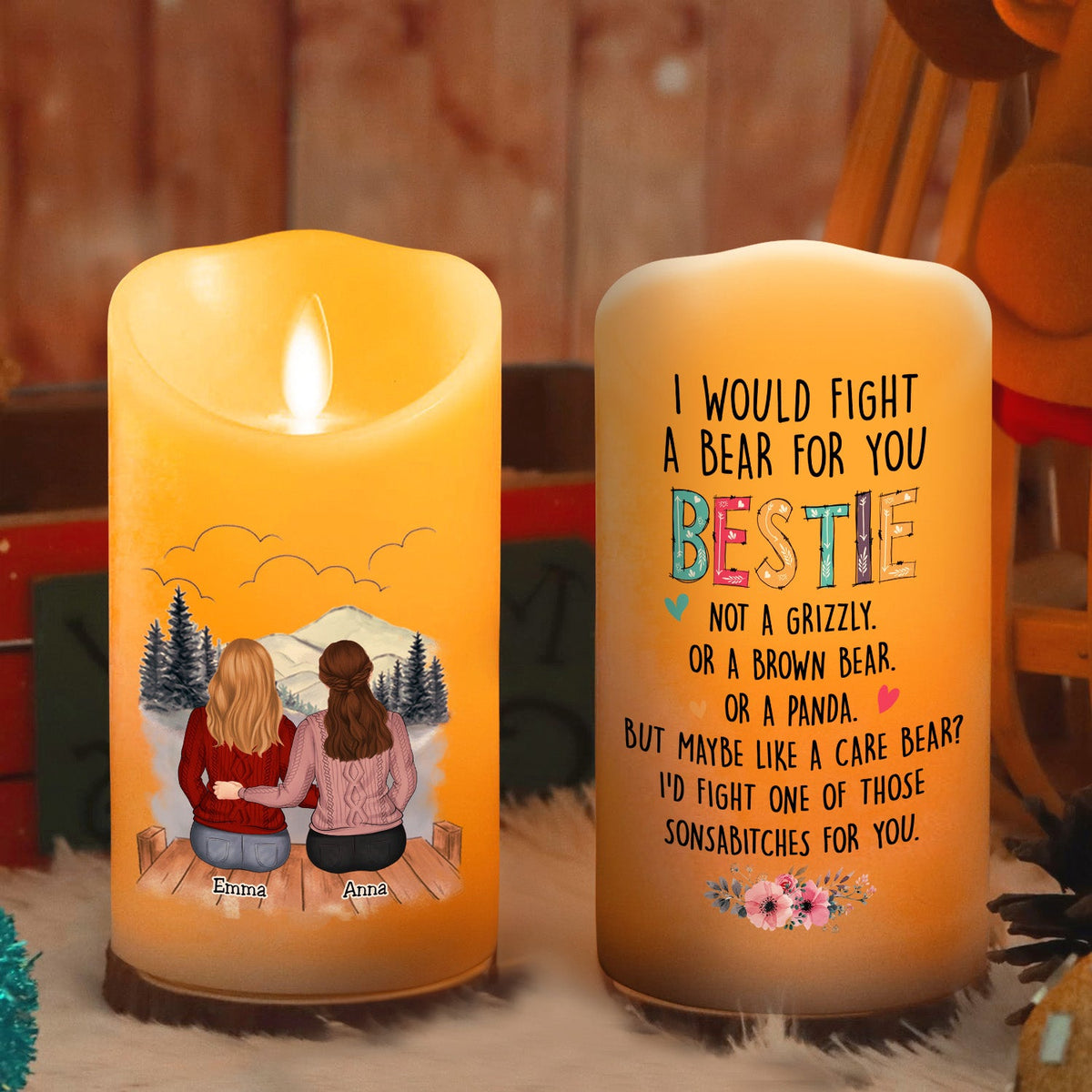 I Would Fight A Bear For You Sister - Personalized LED Candle