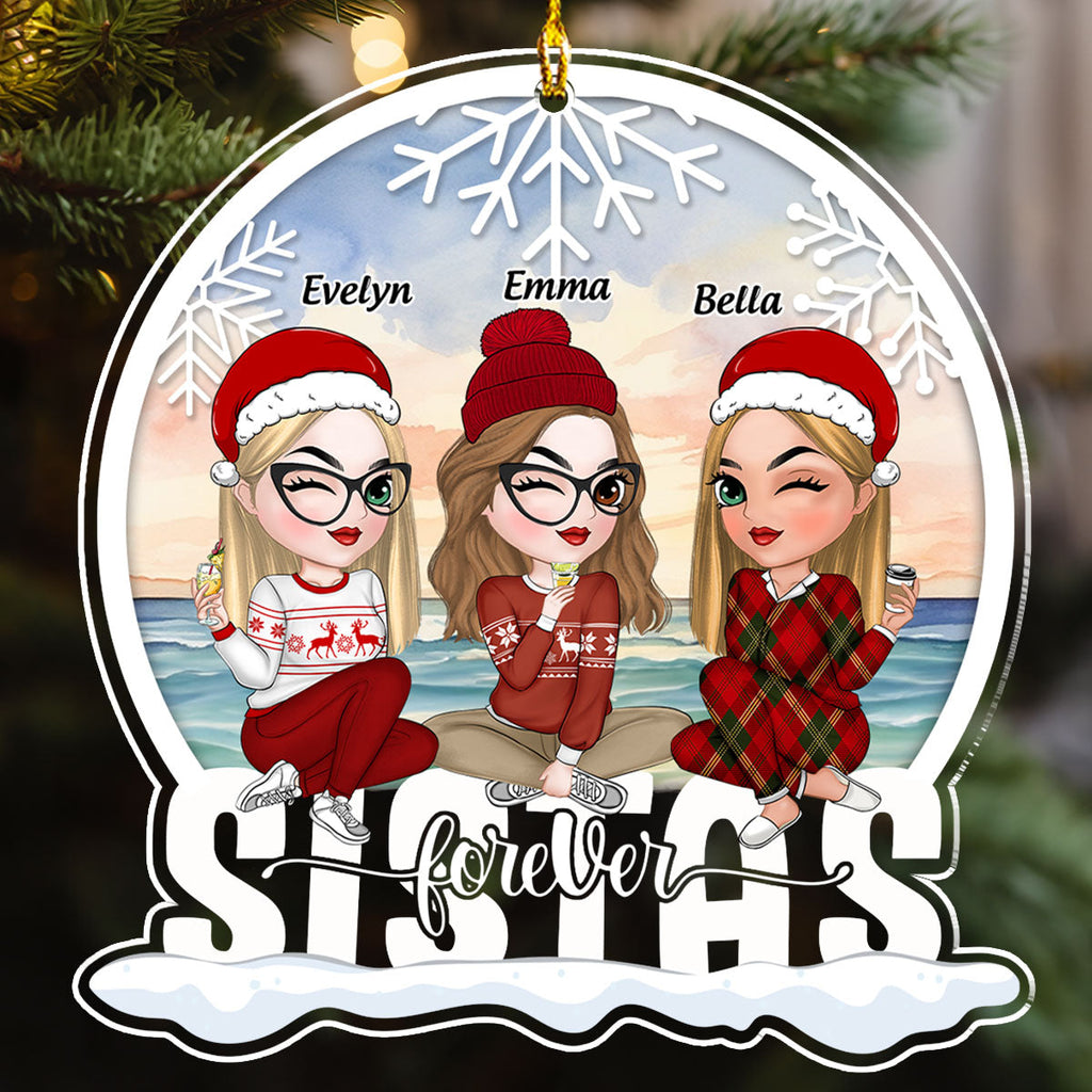 Custom Family Ornament, Christmas Gift for Family Members •  Bestie Love Is Forever - Personalized Acrylic Ornament