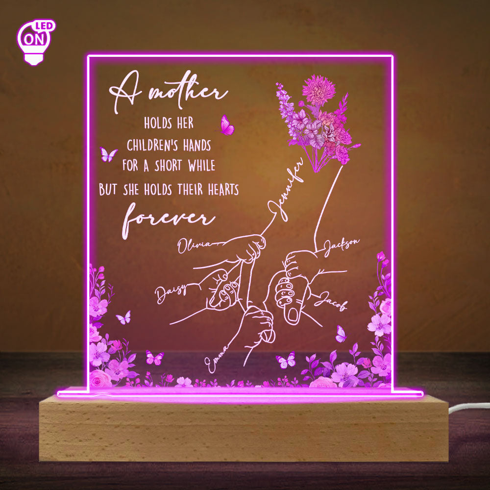 Custom Mother's Day Gift for Mom Grandma • Mother Holds Her Children Heart Forever - Personalized LED Light