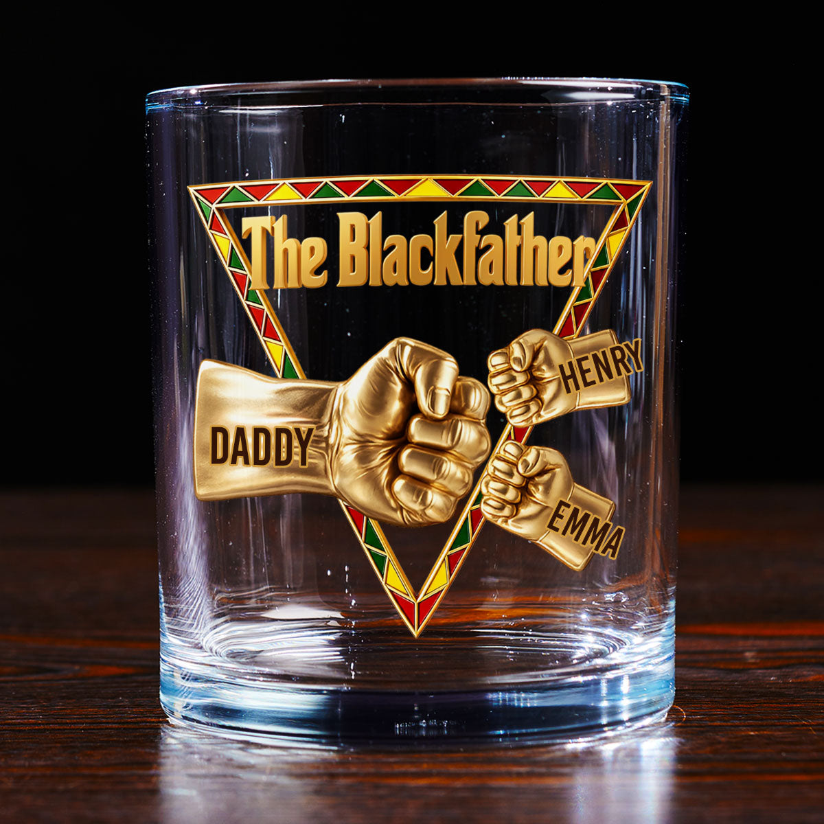 Custom Father's Day Birthday Gifts for Dad • The Blackfather Gold - Personalized Whiskey Glass