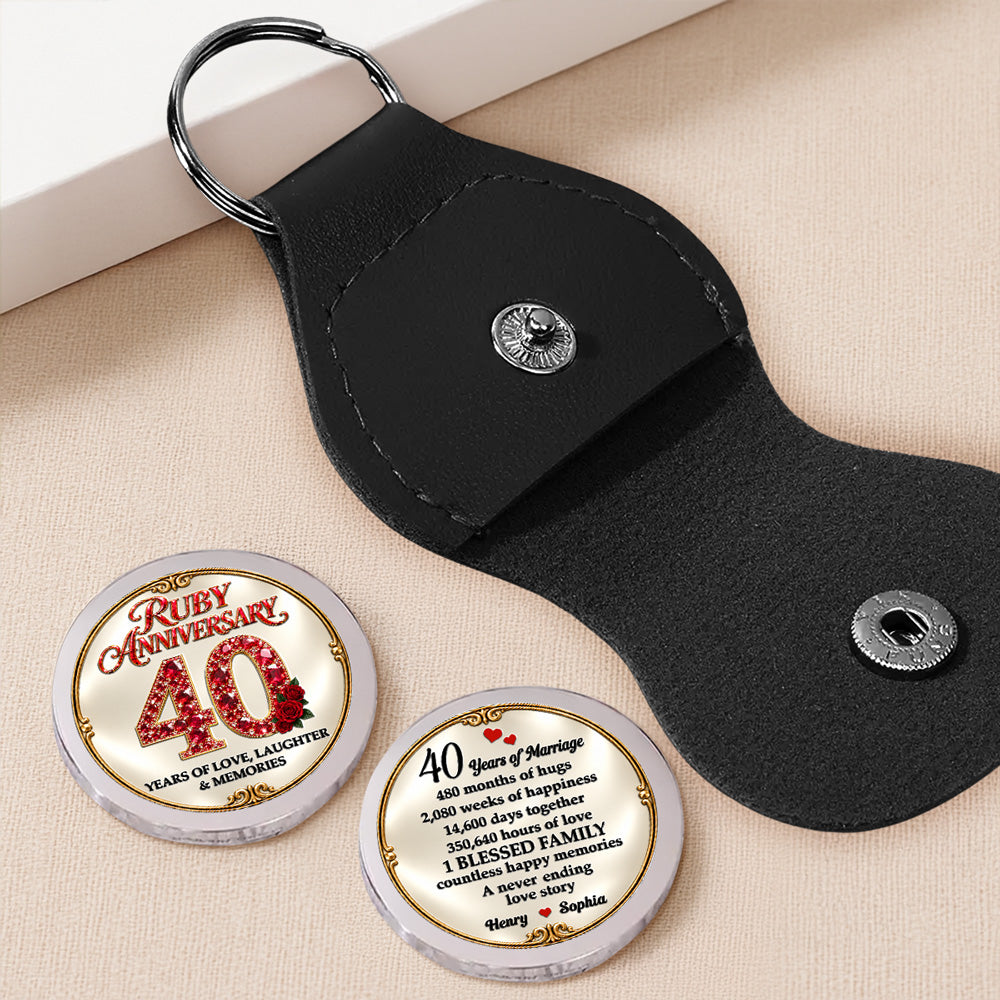Custom Coin Keychain For Husband & Him, Anniversary Gifts • A Lifetime Marked By Love - Personalized 3D Printing Pocket Hug