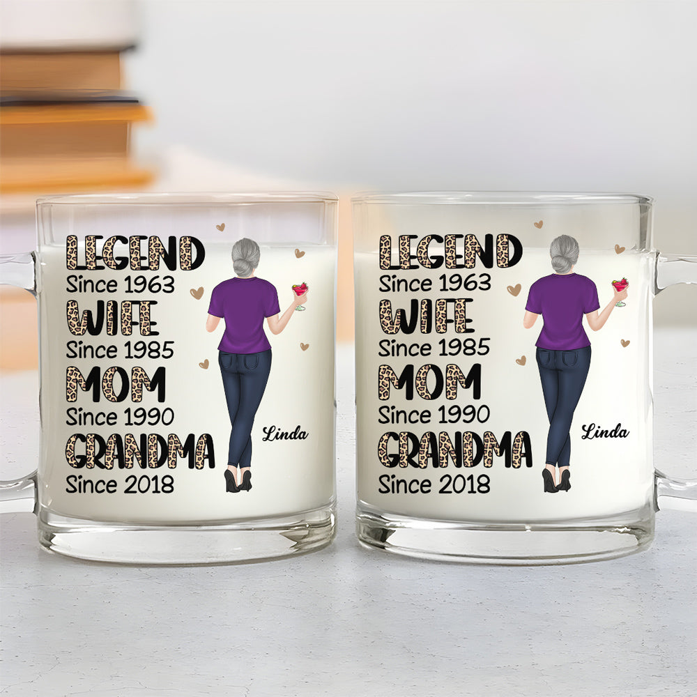 Custom Christmas & Birthday Gift for Mom • Legend Wife Mom Grandma - Personalized Glass Mug