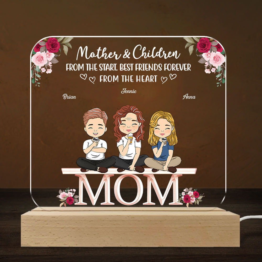 Custom Gift for Mom Grandma, Mother's Day Birthday • Mother And Daughters Sons Children From The Start - Personalized LED Light