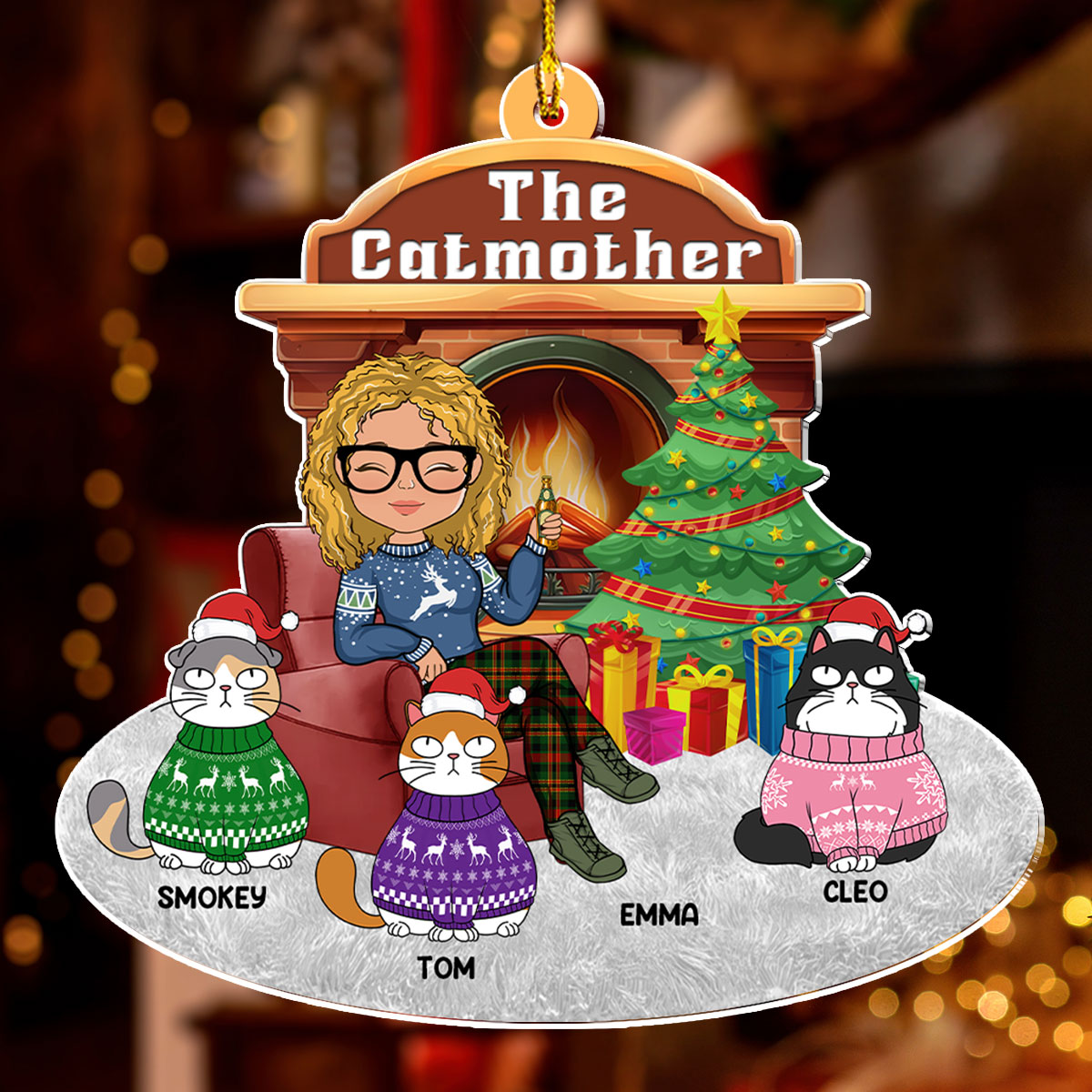 Custom Keepsake Christmas Ornament •  Catparent Christmas - Personalized Acrylic Ornament