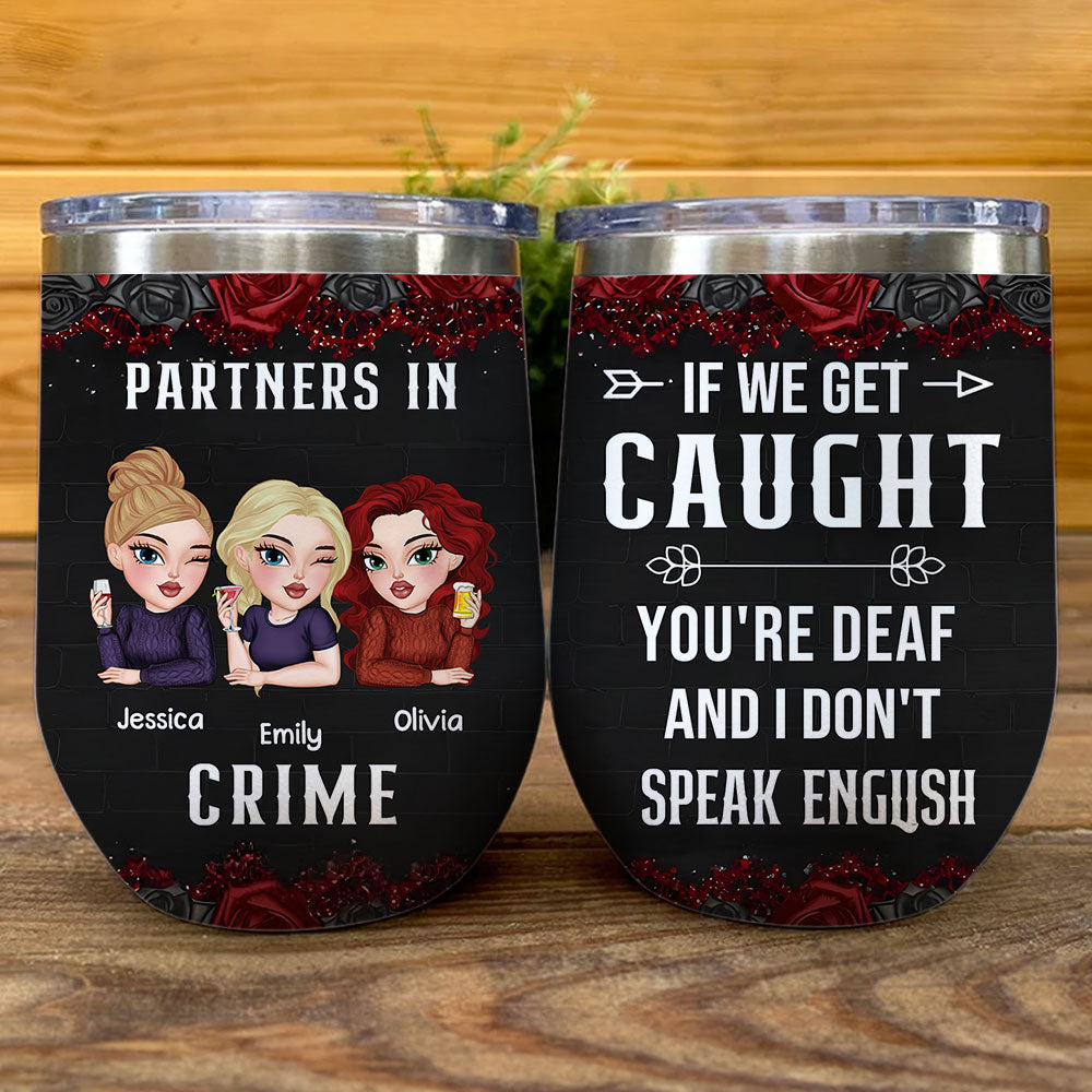 Custom Christmas Birthday Gifts For Best Friend • Partners In Crime - Personalized Wine Tumbler