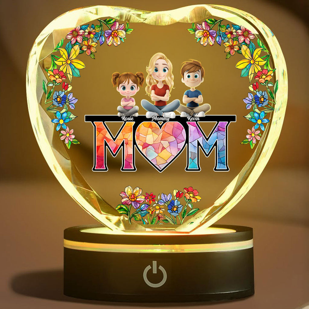 Mommy And Children - Personalized Crystal Led Light