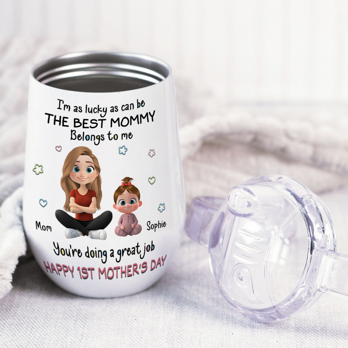 I Am Lucky - Personalized Sippy Cup With Handles