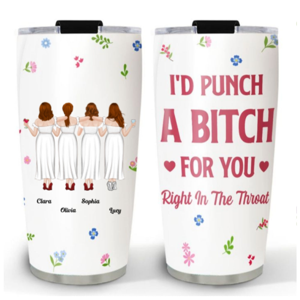 Custom Christmas Birthday Gifts For Best Friend • Punch Bitch Besties - Personalized Tumbler