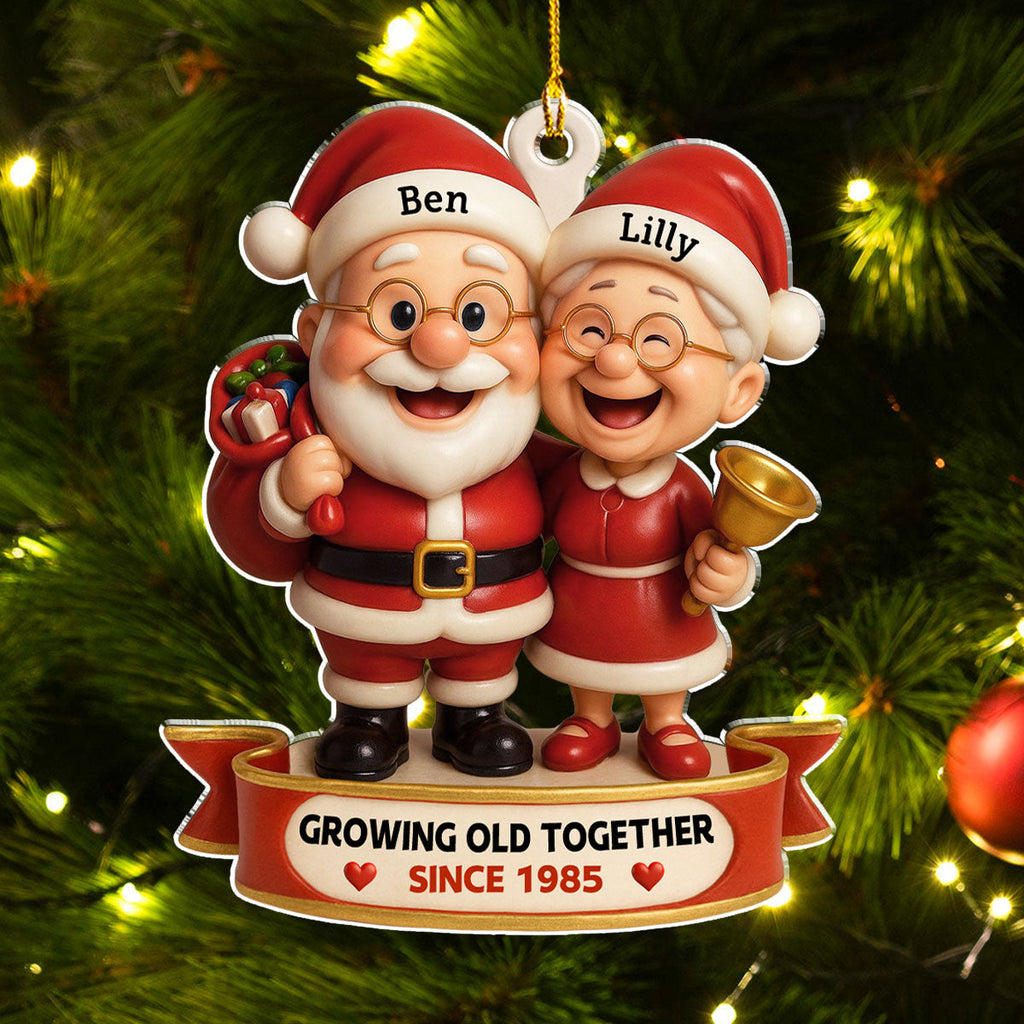 Custom Couple Christmas Ornament, Anniversary Gift •  Growing Old Together - Personalized Acrylic Ornament