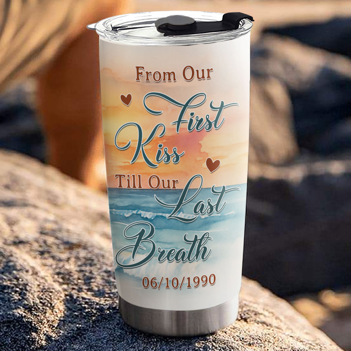 Custom Christmas Anniversary Gifts For Wife • From Our First Kiss - Personalized Tumbler