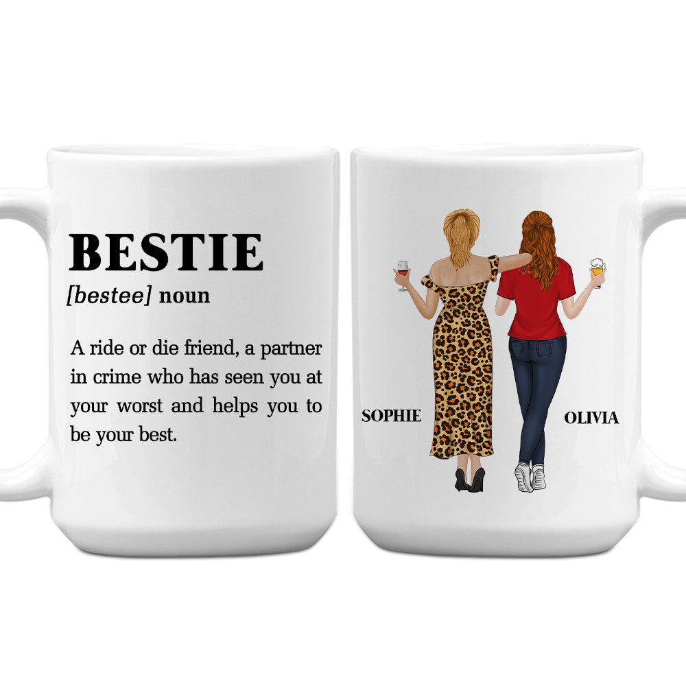 Custom Best Friend, Christmas & Birthday Friendship Keepsake Gift • Ride Or Die Friend - Personalized Coffee Mug
