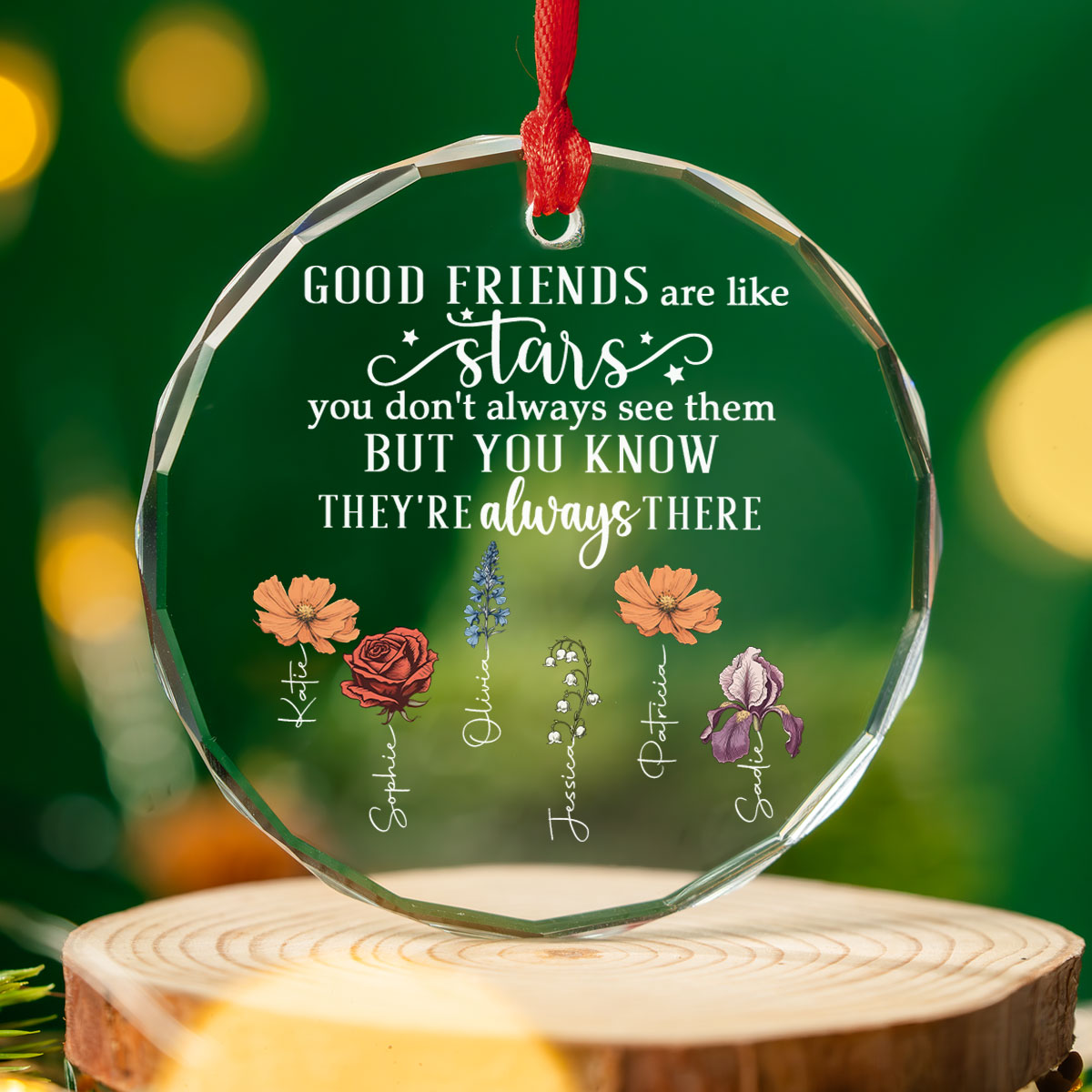 Custom Friendship Christmas Ornament, Best Friend Gift •  Friends Like Stars Christmas - Personalized Glass Ornament