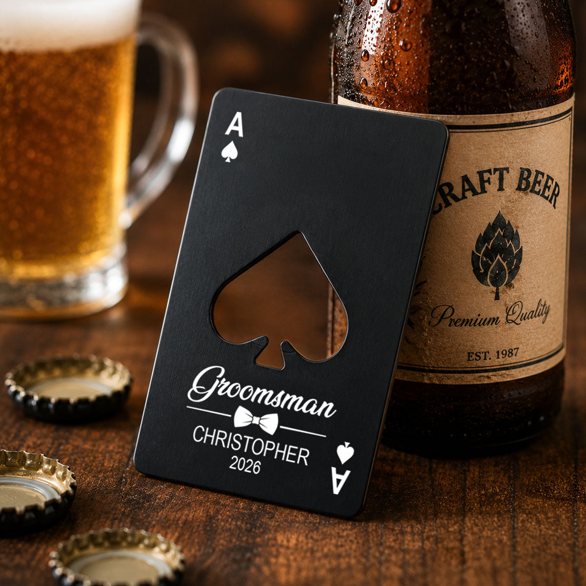 Groomsman Gift - Personalized Ace of Spades Bottle Opener