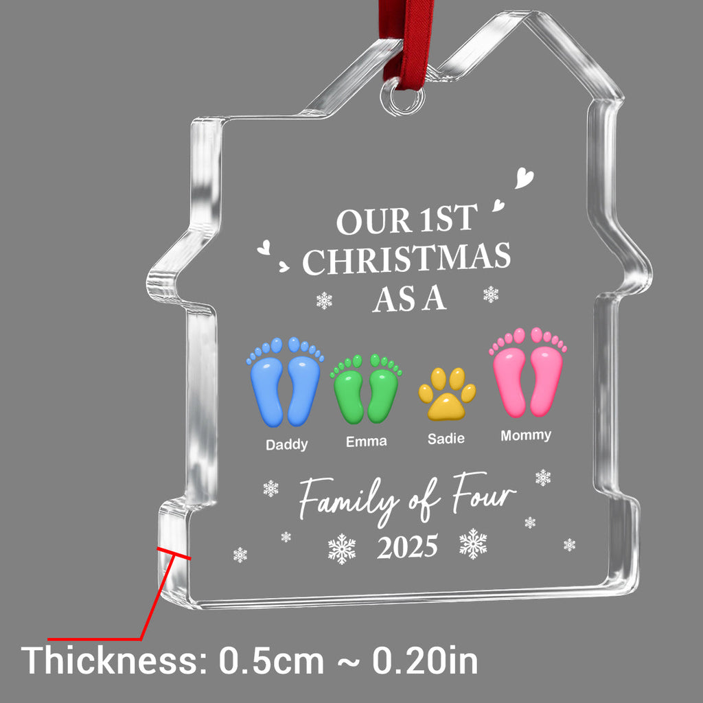 Custom Family First Christmas Ornament •  Our First Holiday Season As One - Personalized House Shaped Glass Ornament
