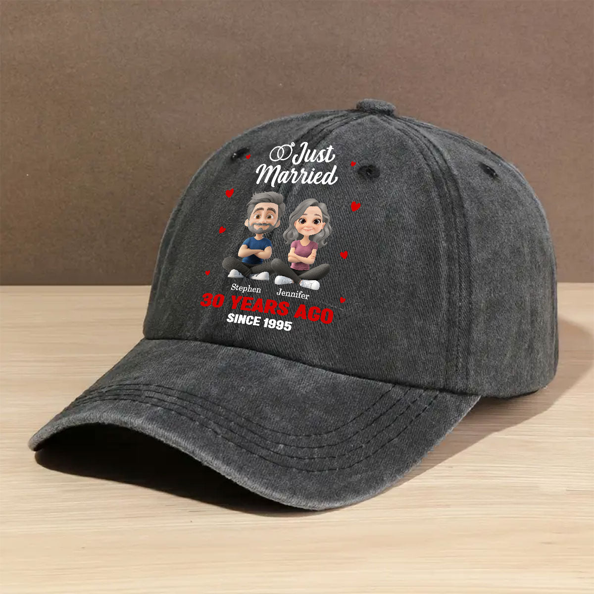 We Just Married - Personalized Vintage Washed Denim Cap