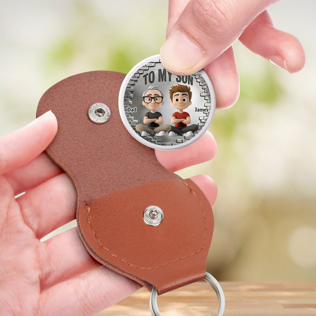 Custom Son Coin Keychain, Father's Day Birthday Gifts • You Be A Dad Cartoon Version - Personalized Pocket Hug