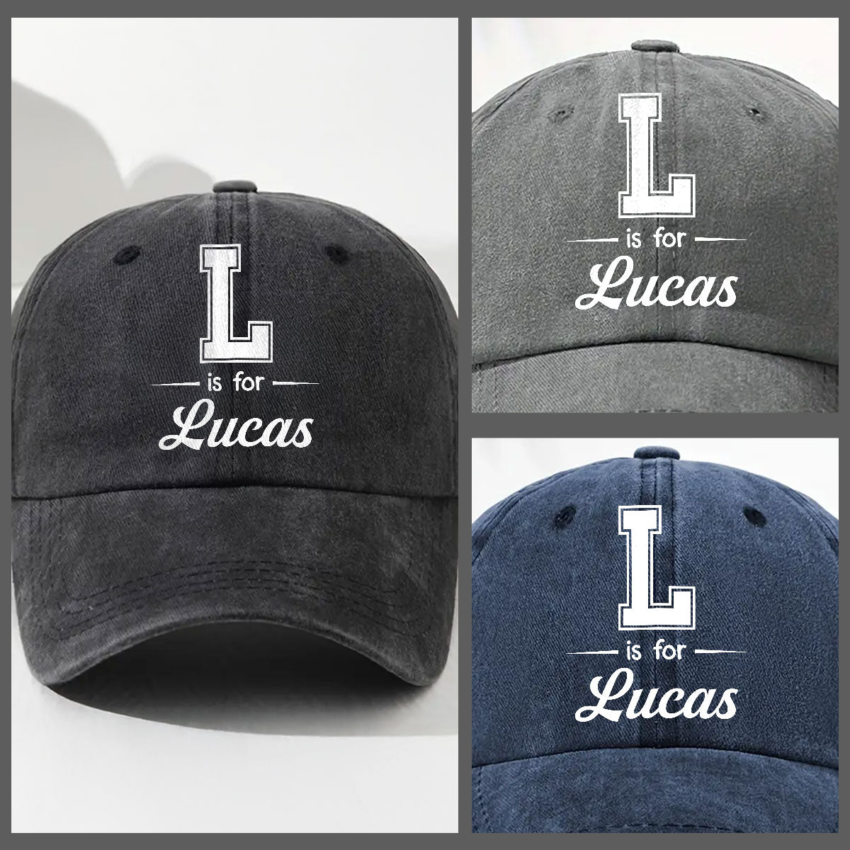Baby Name - Personalized Vintage Washed Denim Cap