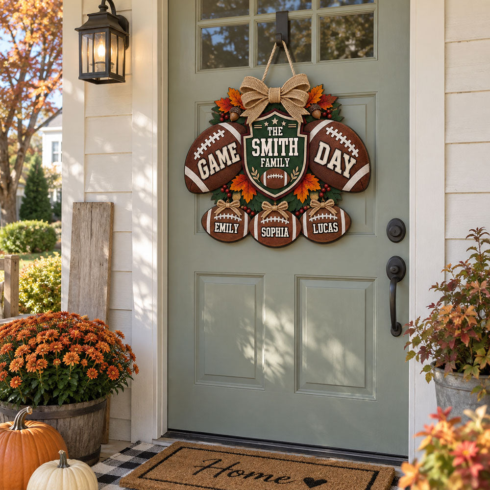 Our House And Our Huddle - Personalized Wood Sign