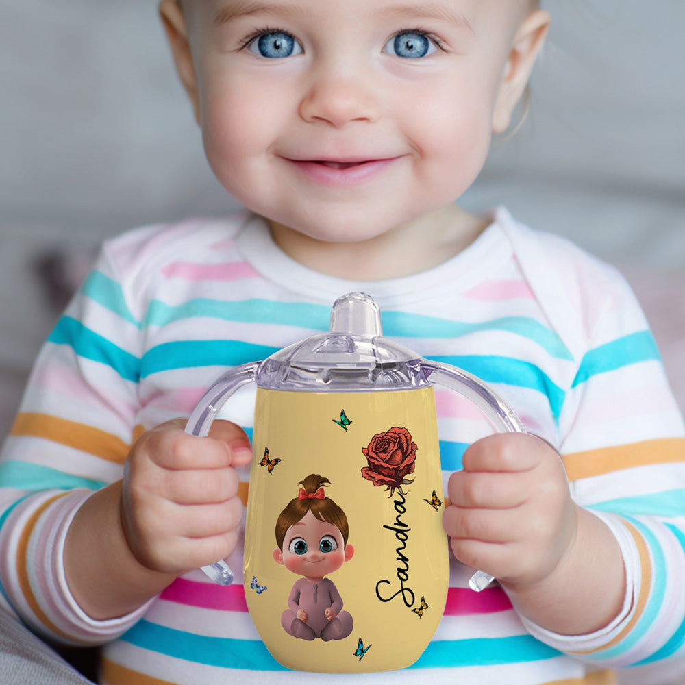 Floral Soul - Personalized Sippy Cup With Handles