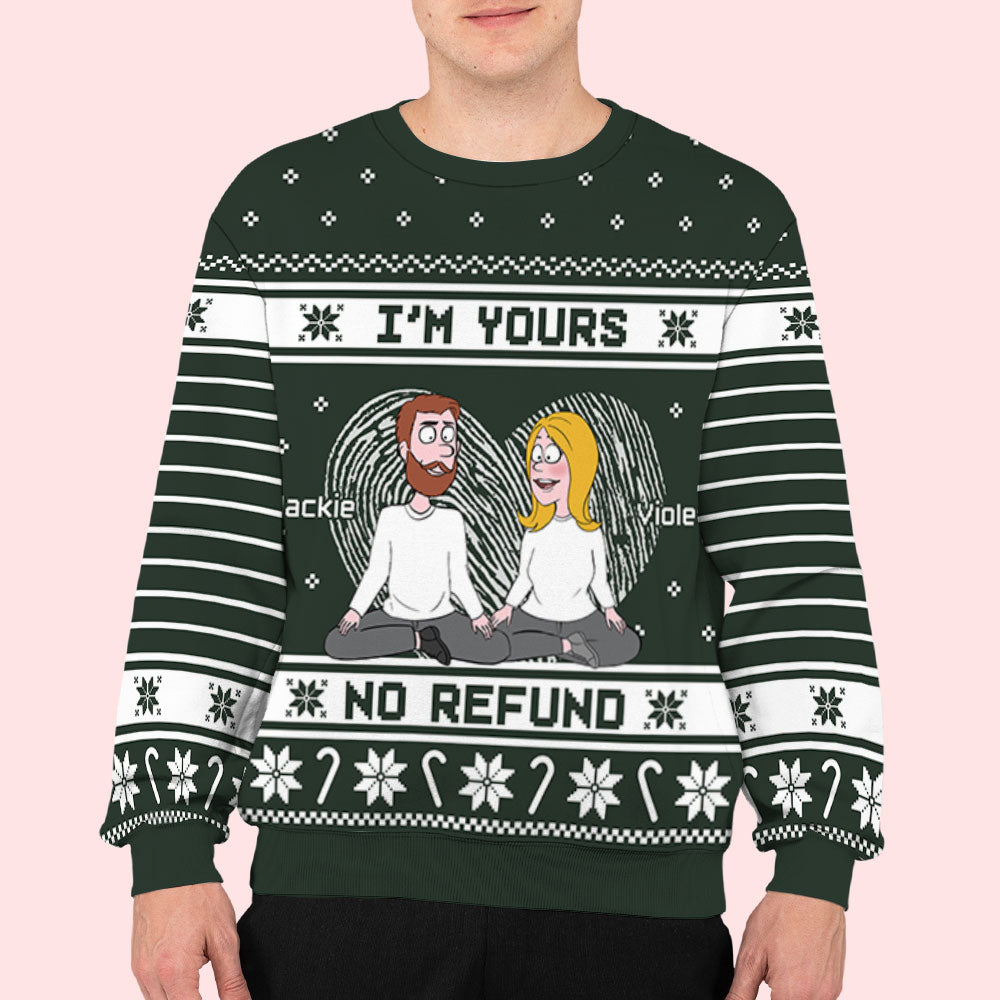 Custom Couple Christmas Sweatshirt, Anniversary Gift • I'm Yours - Personalized All-Over-Print Sweatshirt