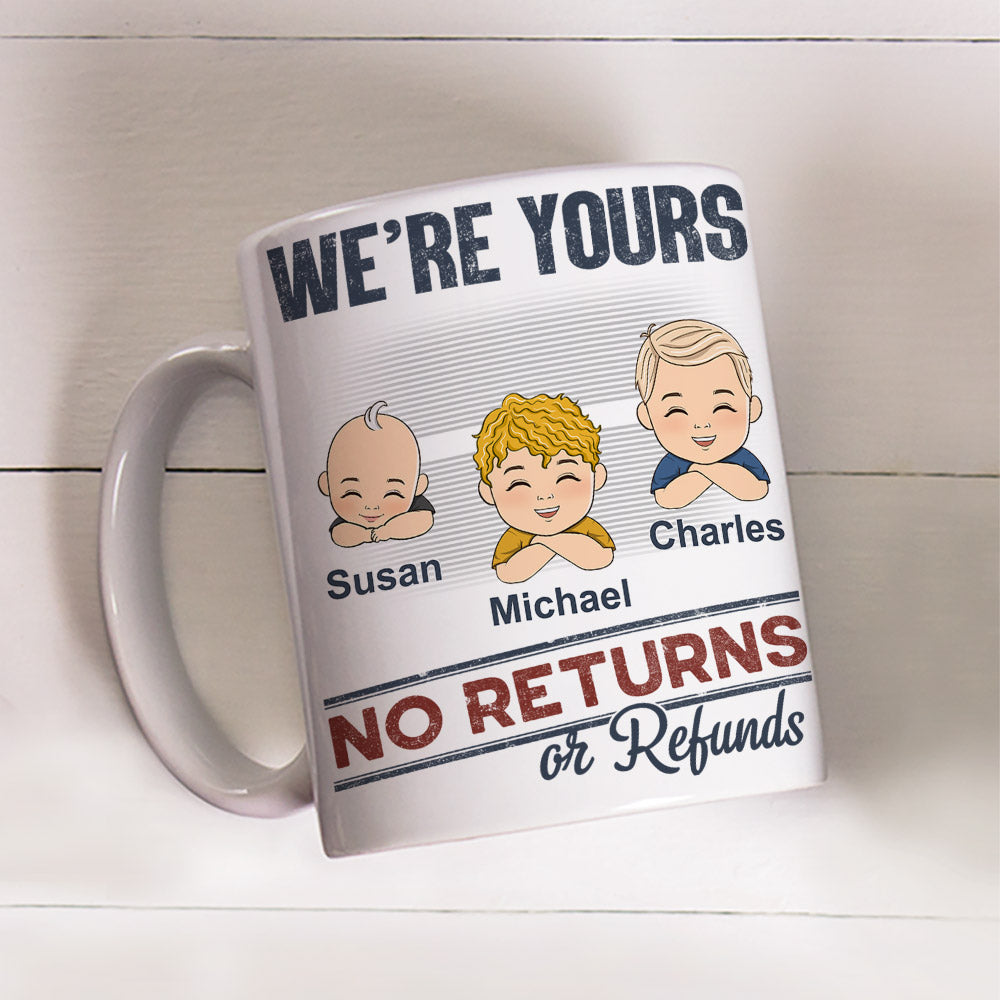 Custom Christmas & Birthday Keepsake Gift • No Returns Or Refunds Chibi Grandkids - Personalized Coffee Mug