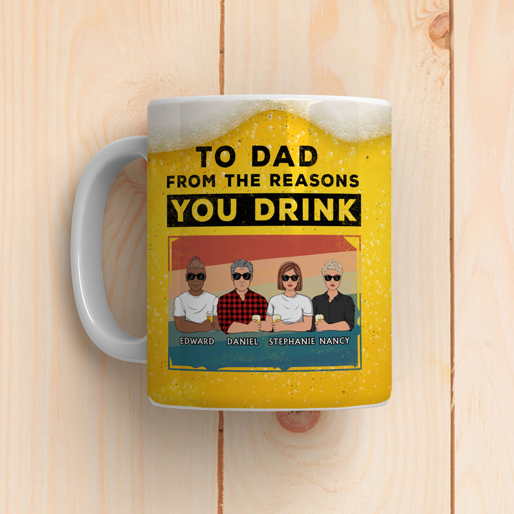 Custom Father's Day, Special Gift for Dad & Grandpa • Reason You Drink - Personalized Coffee Mug