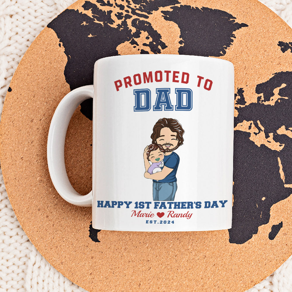 Custom Anniversary Keepsake Gifts For Couple • Promoted To Daddy - Personalized Coffee Mug