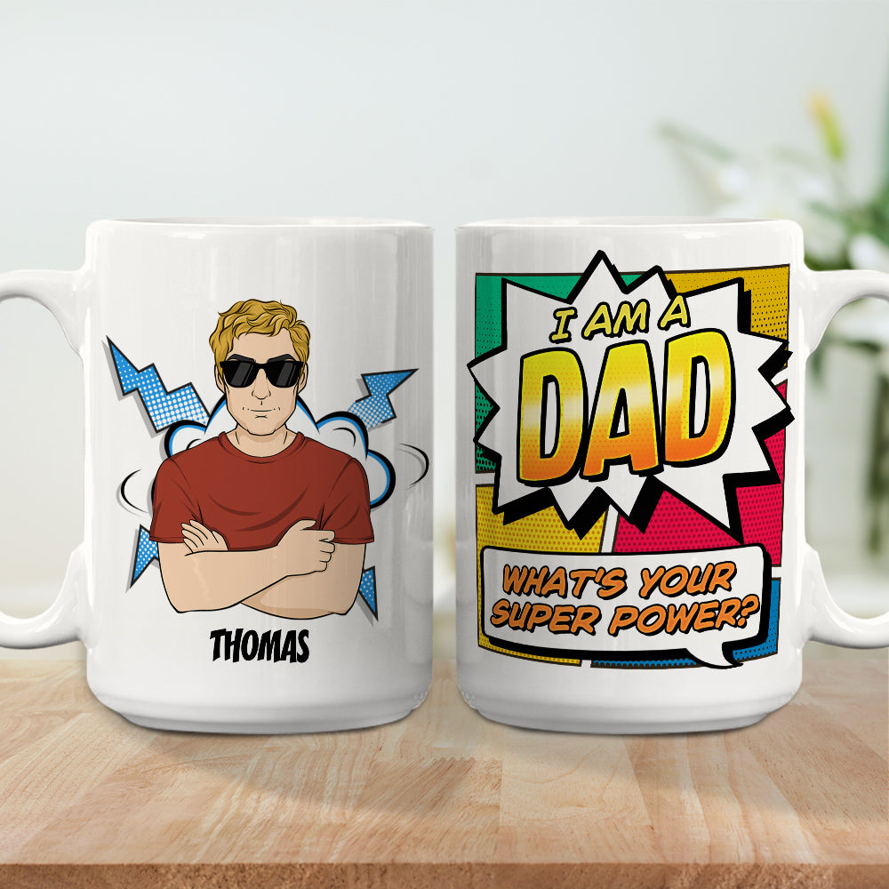 Custom Father's Day, Special Gift for Dad & Grandpa • Super Dad - Personalized Coffee Mug