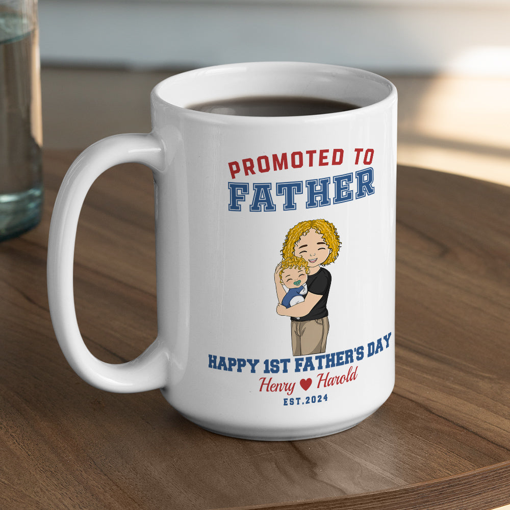 Custom Anniversary Keepsake Gifts For Couple • Promoted To Daddy - Personalized Coffee Mug