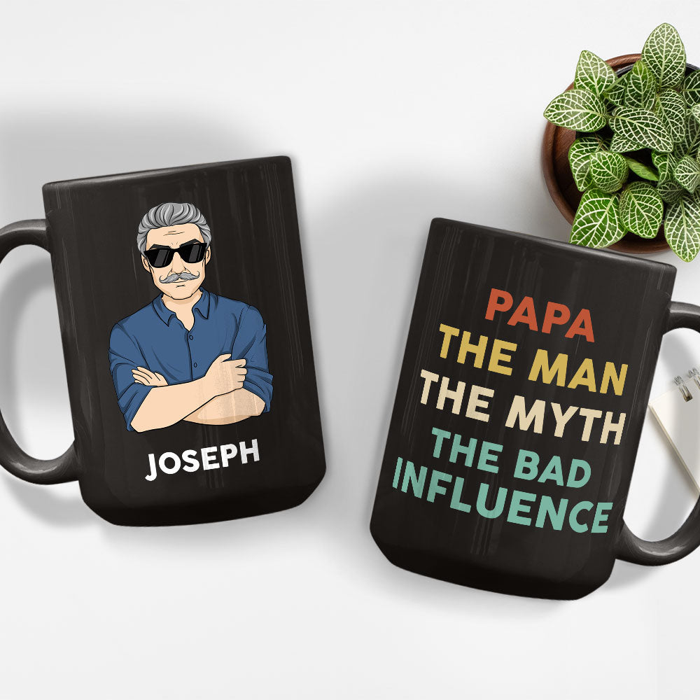 Custom Christmas & Birthday Gift for Dad • The Man The Myth The Bad Influence - Personalized Coffee Mug