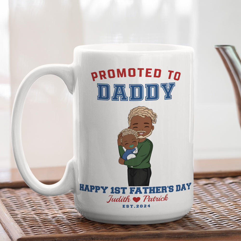 Custom Anniversary Keepsake Gifts For Couple • Promoted To Daddy - Personalized Coffee Mug