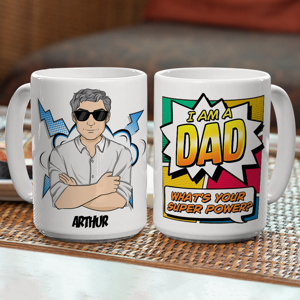 Custom Father's Day, Special Gift for Dad & Grandpa • Super Dad - Personalized Coffee Mug
