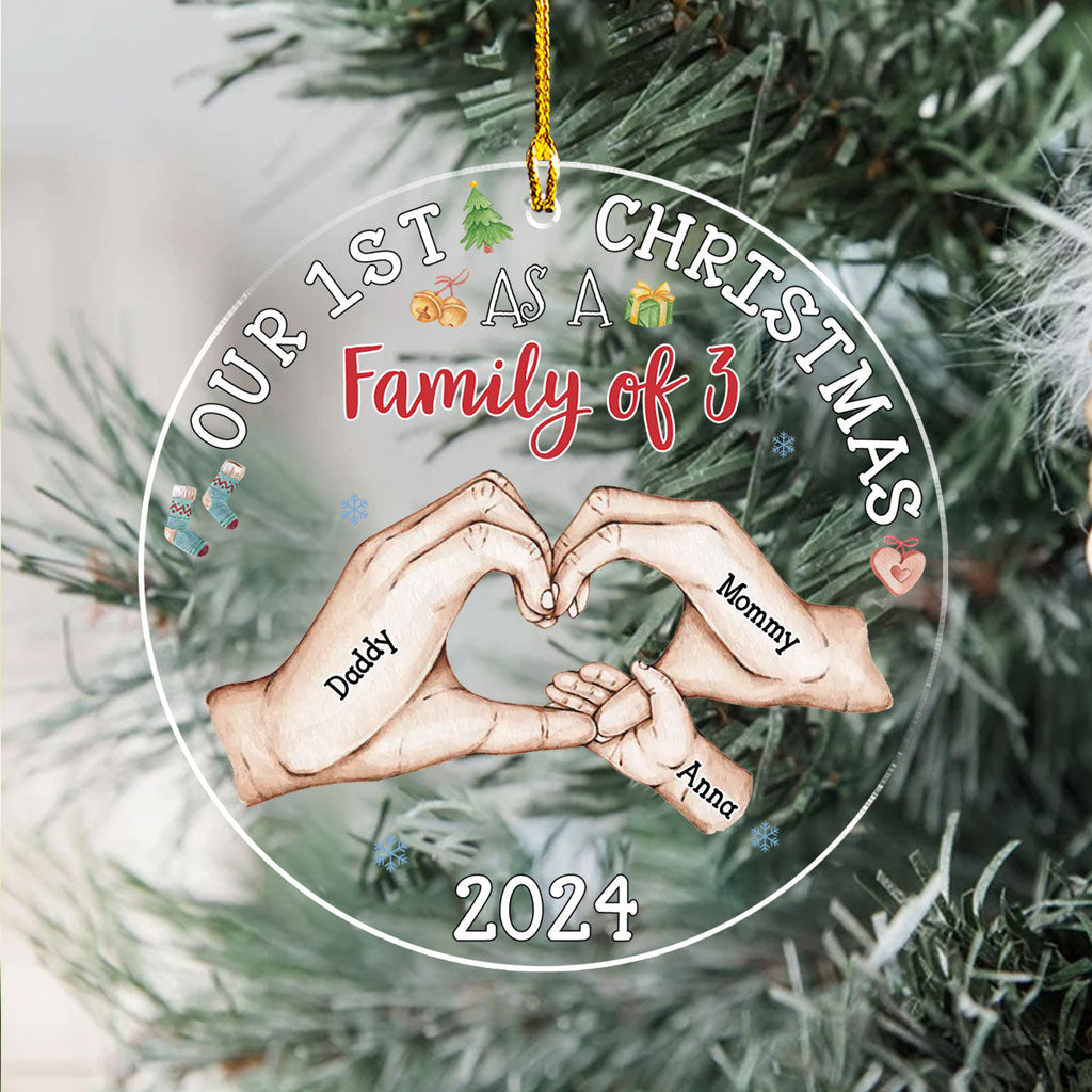 Custom Family First Christmas Ornament •  Our First Christmas - Personalized Acrylic Ornament