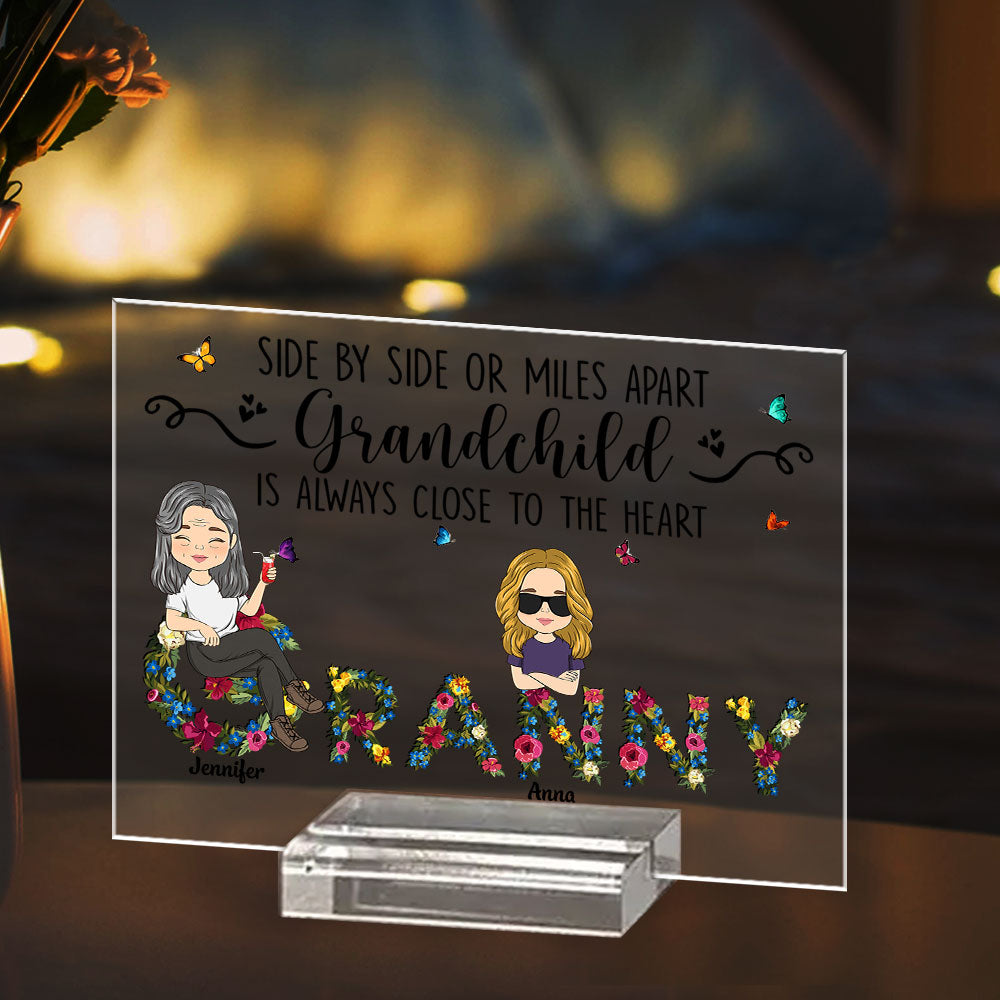 Custom Family Decor, Christmas Birthday Family Keepsake • Side By Side - Personalized Acrylic Plaque With Base