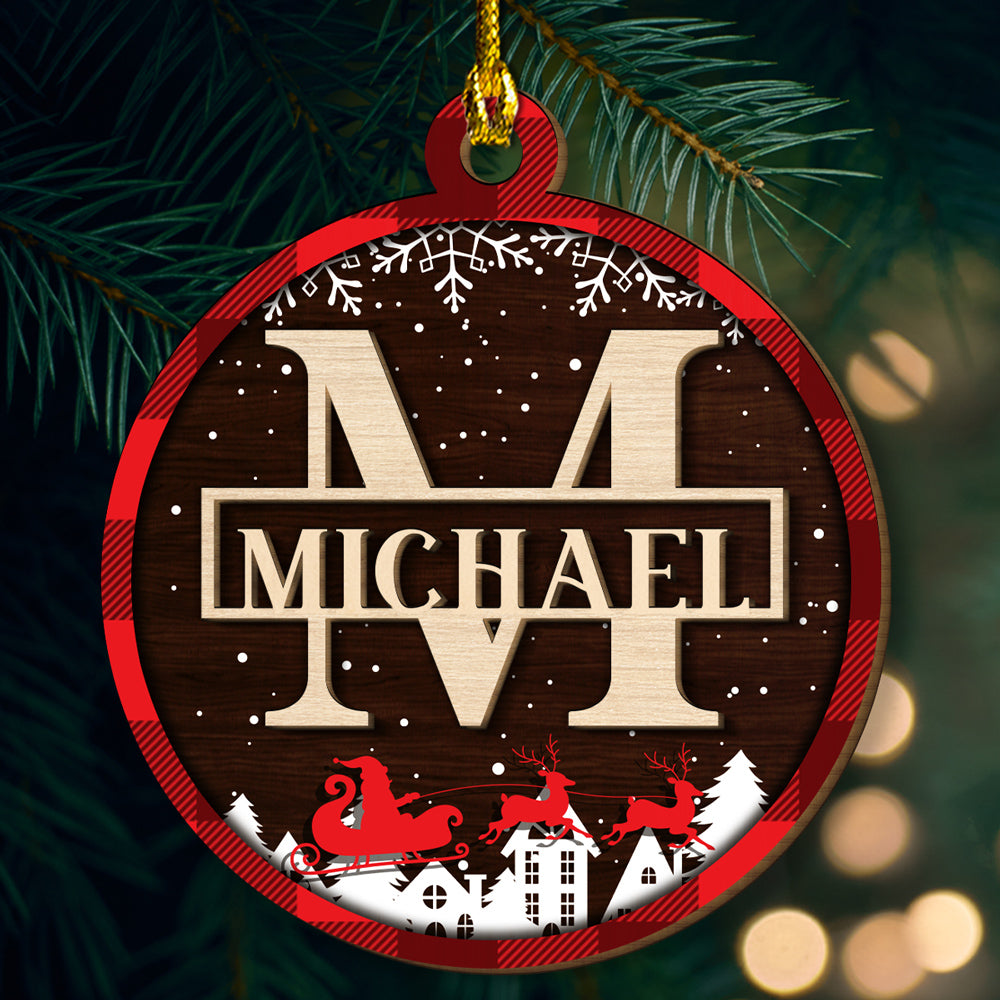 Custom Family Ornament, Christmas Gift for Family Members •  Name Merry Christmas - Personalized 2-layered Wood Ornament