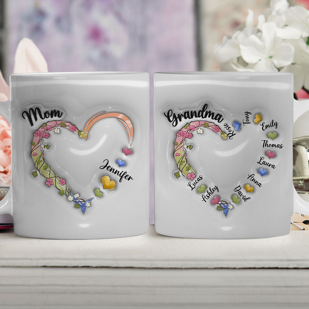 Custom Christmas & Birthday Gift for Mom • In Her Heart - Personalized 3D Inflated Effect Mug
