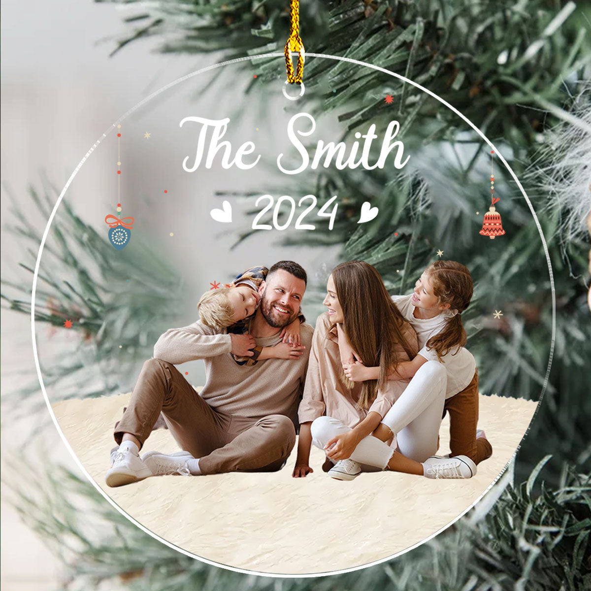 Custom Photo Family Ornament, Christmas Gift for Family Members • Family Moment - Personalized Acrylic Ornament