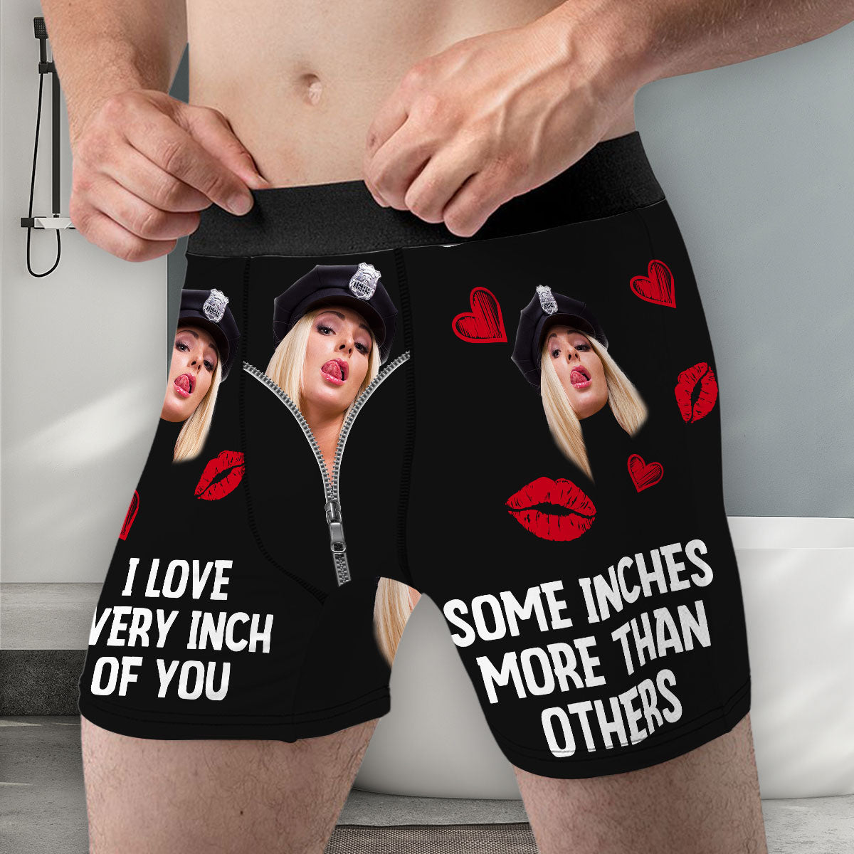 Love Every Inch - Personalized Photo Men's Boxer Briefs
