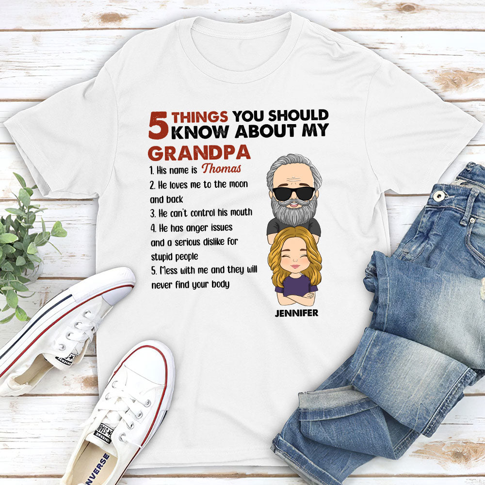 Custom Christmas & Birthday Gift for Grandpa & Grandma • 5 Thing You Should Know About My Grandpa - Personalized Unisex T-shirt