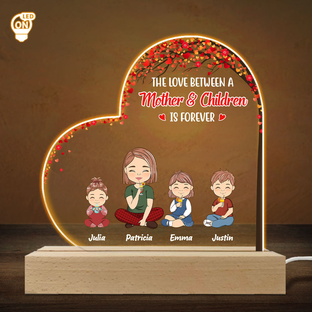 Custom Gift for Mom Grandma, Mother's Day Birthday • The Love Between Us Is Forever - Personalized LED Light