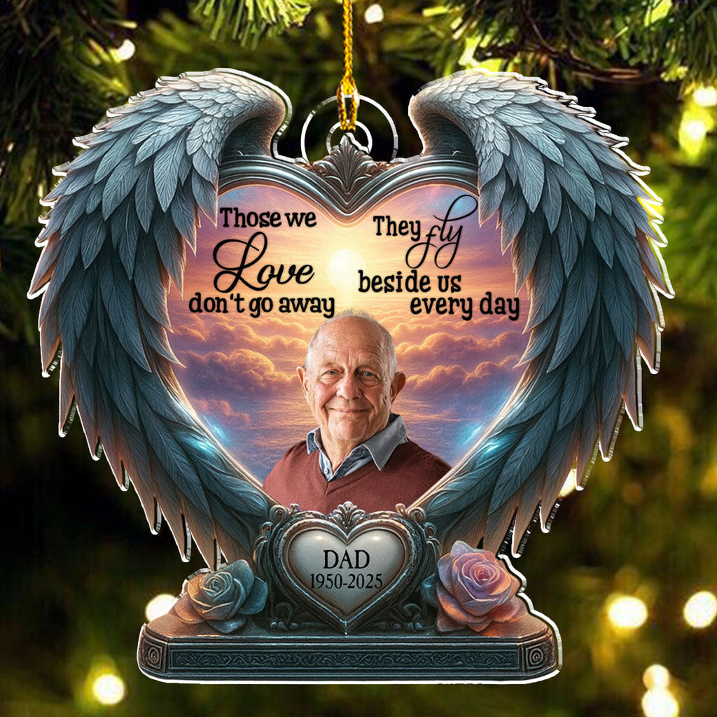 Custom Photo Memorial Christmas Ornament, Sympathy Keepsake • Beside Us Everyday - Personalized Acrylic Ornament