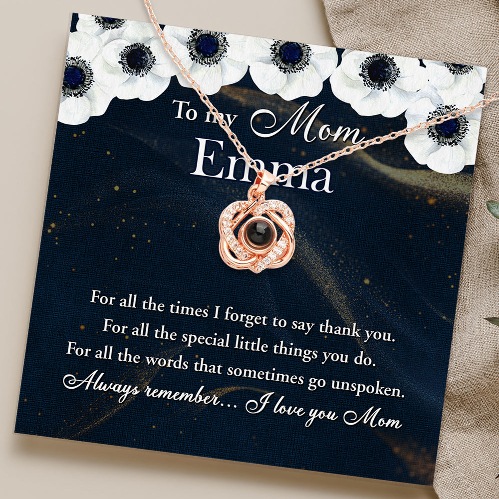 Always Remember - Personalized Preserved Rose With Projection Necklace