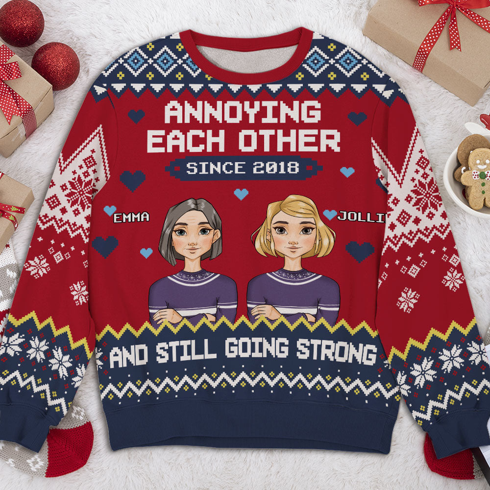 Custom Couple Christmas Sweatshirt, Anniversary Gift • Since Year - Personalized All-Over-Print Sweatshirt