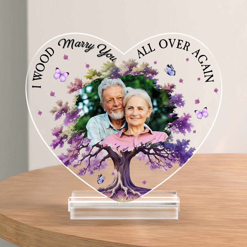 Custom Couple's Decor, Anniversary & Wedding Gift • Marry You All Over Again - Personalized Acrylic Plaque With Base
