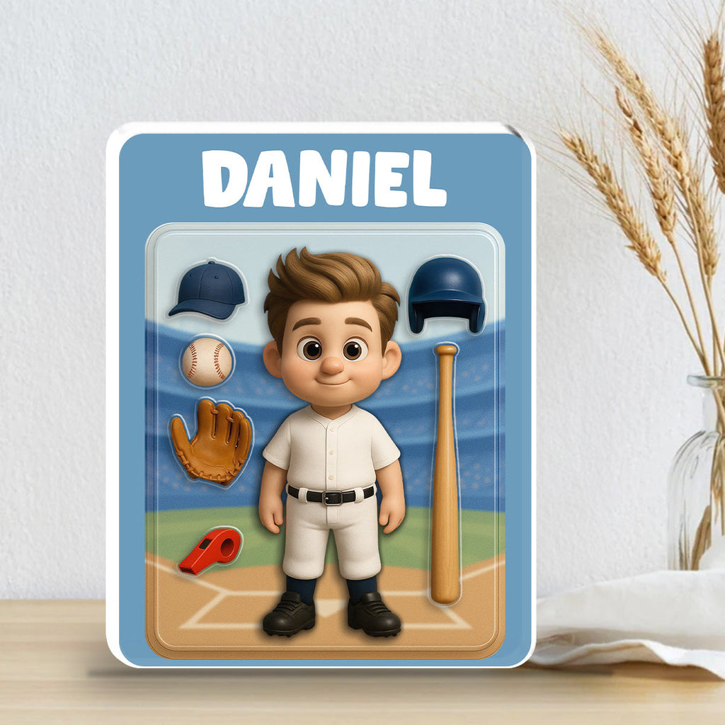 Custom Decor for Husband, Gift for Him • Baseball Kid - Personalized Acrylic Plaque